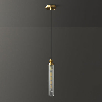 Contemporary Simplicity Brass Glass Strip 1-Light Pendant Light For Living Room