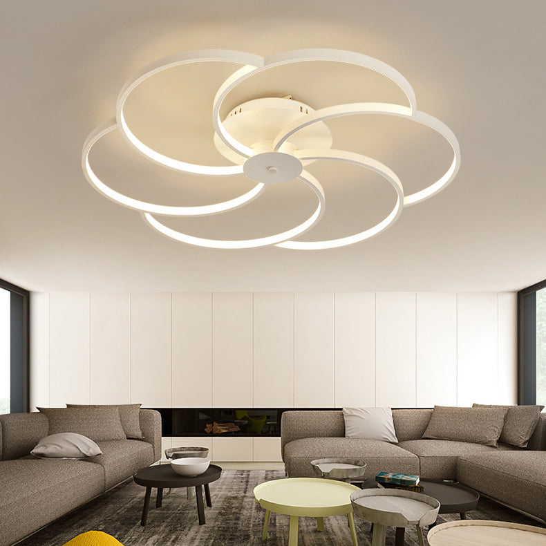 Contemporary Simplicity Aluminum Petal Silicone Strip Shade LED Flush Mount Ceiling Light For Living Room