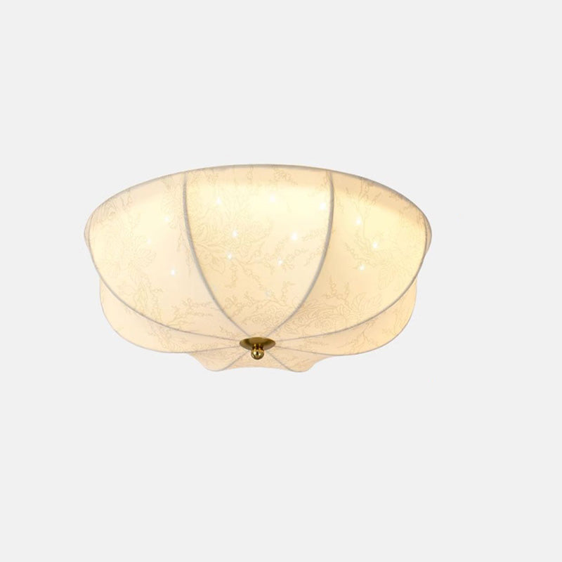 Traditional French Iron Fabric Round 3/4/5 Light Flush Mount Ceiling Light For Bedroom