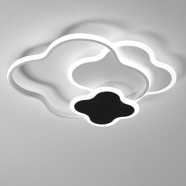 Contemporary Nordic Metal Acrylic Cloud Four-Leaf Clover LED Flush Mount Ceiling Light For Bedroom