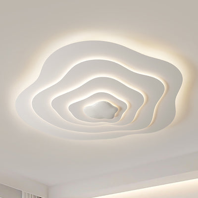 Modern Minimalist Cream Cloud Resin Iron LED Flush Mount Ceiling Light For Bedroom