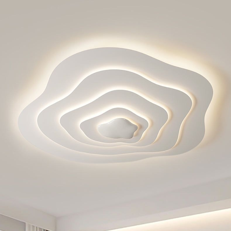 Modern Minimalist Cream Cloud Resin Iron LED Flush Mount Ceiling Light For Bedroom