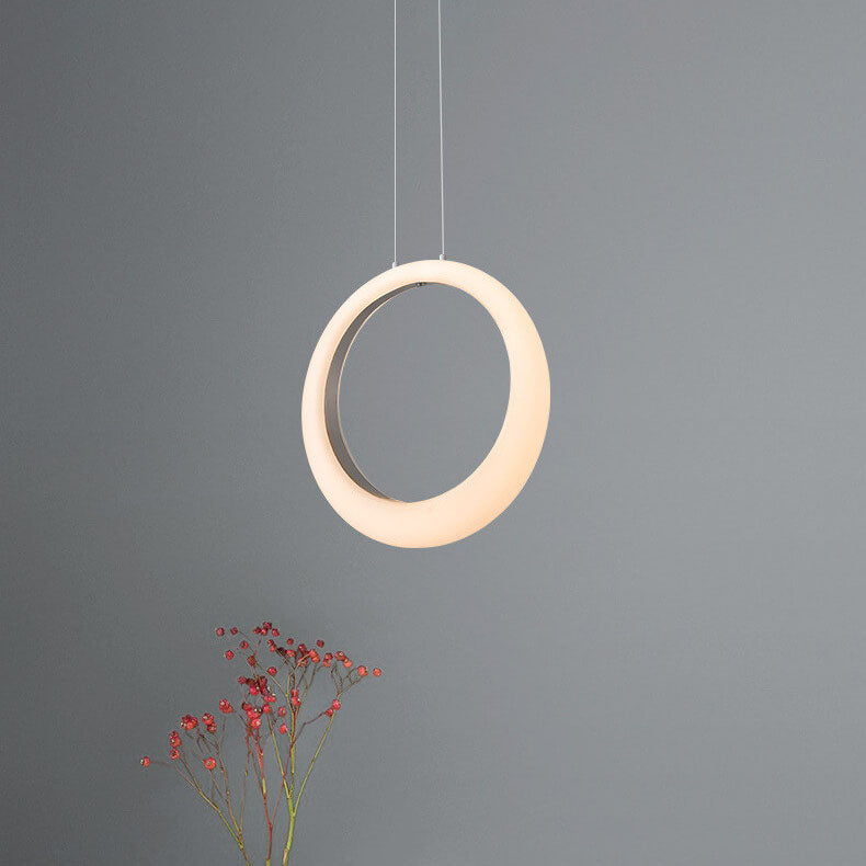 Nordic Minimalist PE Circle Ring Electroplated Iron LED Pendant Light