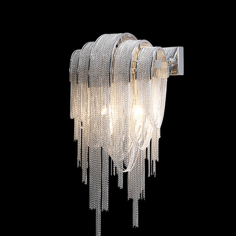 Modern Luxury Iron Aluminum Tassel Chain 2/4 Light Wall Sconce Lamp For Hallway