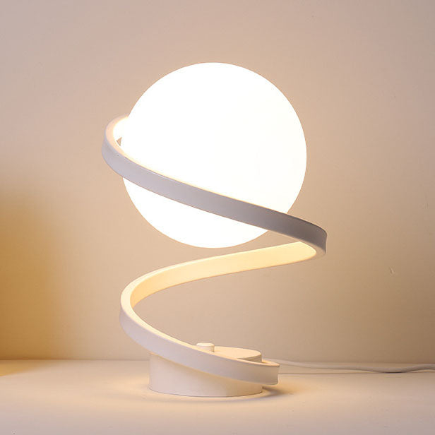 Lampe de table LED acrylique en fer à bille de forme incurvée minimaliste moderne 