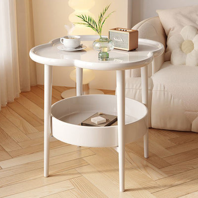 Modern Minimalist Round Floral Metal Coffee Table Four Legs For Living Room