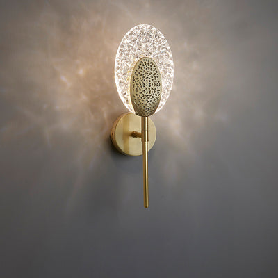 Modern Minimalist Oval Copper Acrylic Zinc Alloy LED Wall Sconce Lamp For Bedroom