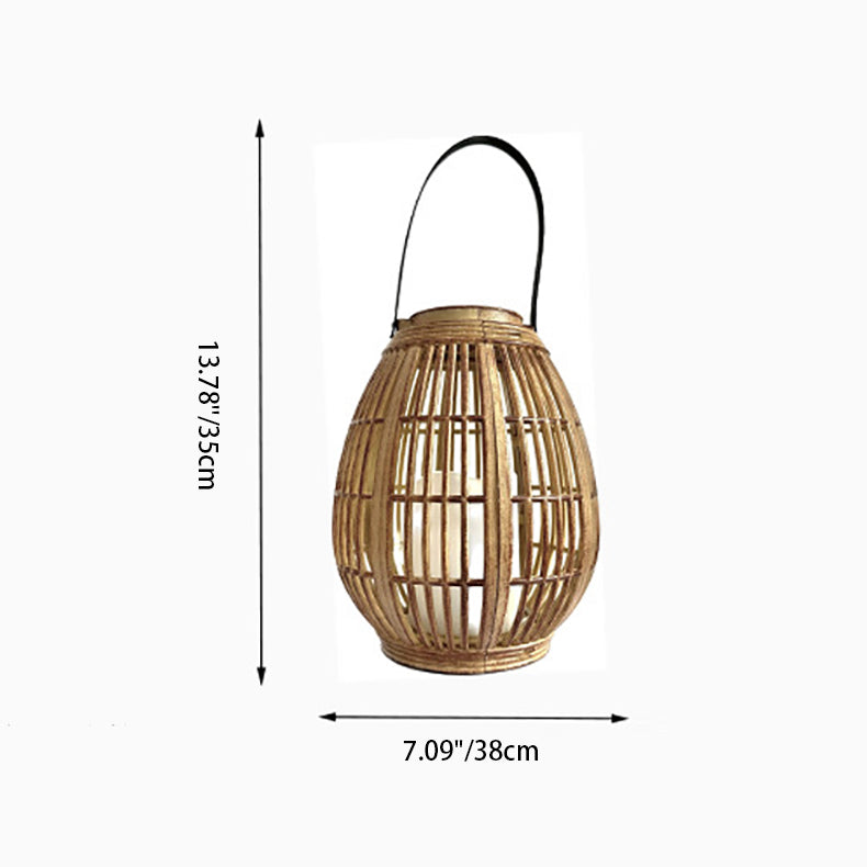 Modern Art Deco Solar Round Lantern Rattan LED Outdoor Landscape Light For Garden