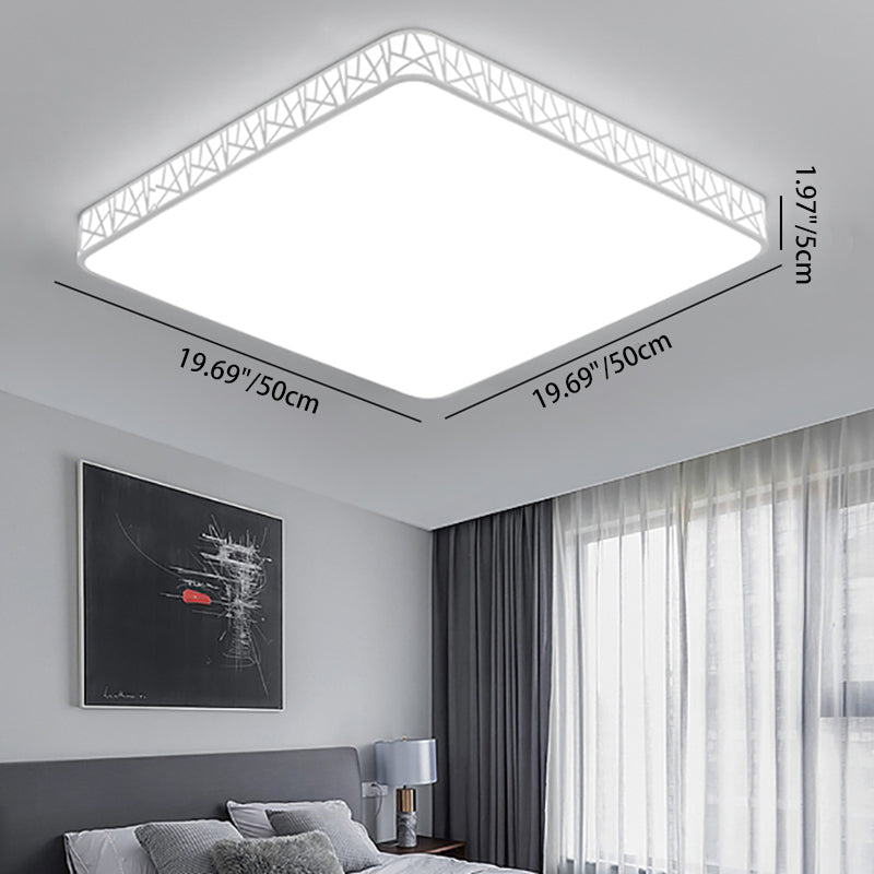 Modern Minimalist Square Acrylic Iron LED Flush Mount Ceiling Light For Bedroom