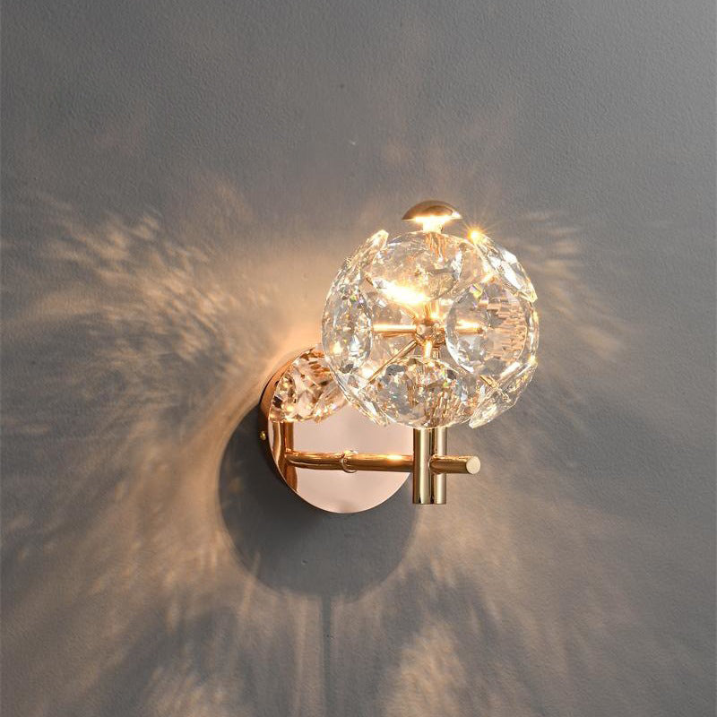 Contemporary Luxury Hardware Crystal Ball LED Wall Sconce Lamp For Living Room