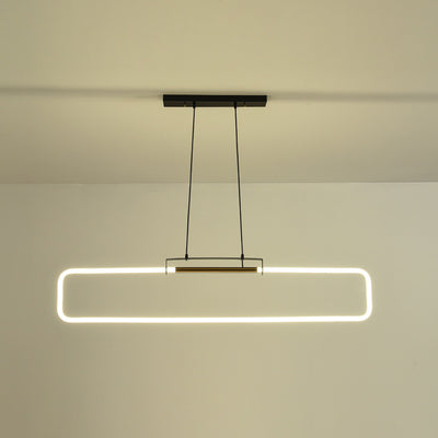 Modern Minimalist Iron Acrylic Rectangular Strip LED Island Light Chandeliers For Dining Room