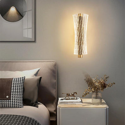 Modern Mid-Century Cylinder Hardware Acrylic LED Wall Sconce Lamp For Bedroom