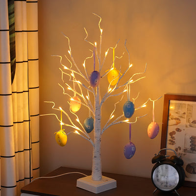 Contemporary Creative Easter Egg Decorated Tree Plastic LED USB Table Lamp For Bedroom