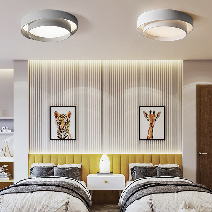 Contemporary Nordic Double Round Hardware LED Flush Mount Ceiling Light For Bedroom