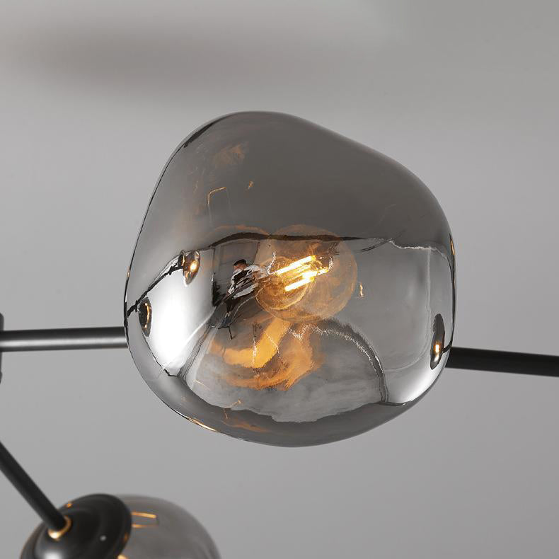 Contemporary Creative Lava Orb All Copper Glass 3/5/8 Light Chandelier For Living Room