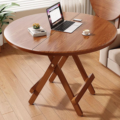 Contemporary Scandinavian Round Table Top Solid Wood Dining Table For 4 Seats