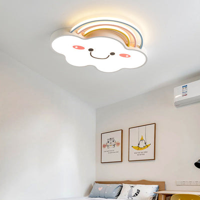 Contemporary Creative Rainbow Cloud Acrylic Shade LED Flush Mount Ceiling Light For Bedroom