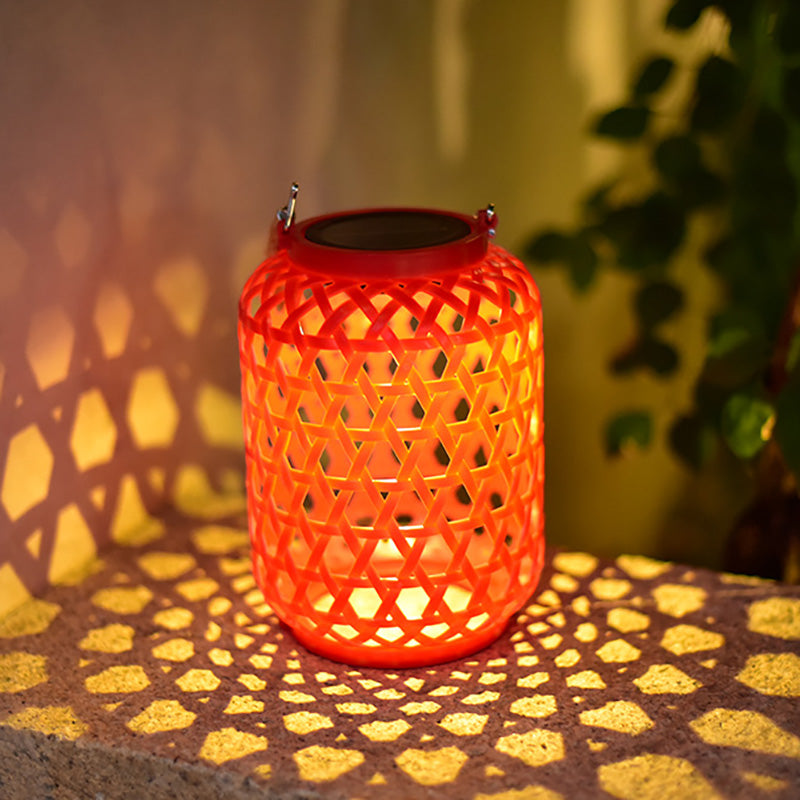 Contemporary Creative Solar Waterproof Lantern Weaving Plastic LED Portable Outdoor Light For Garden