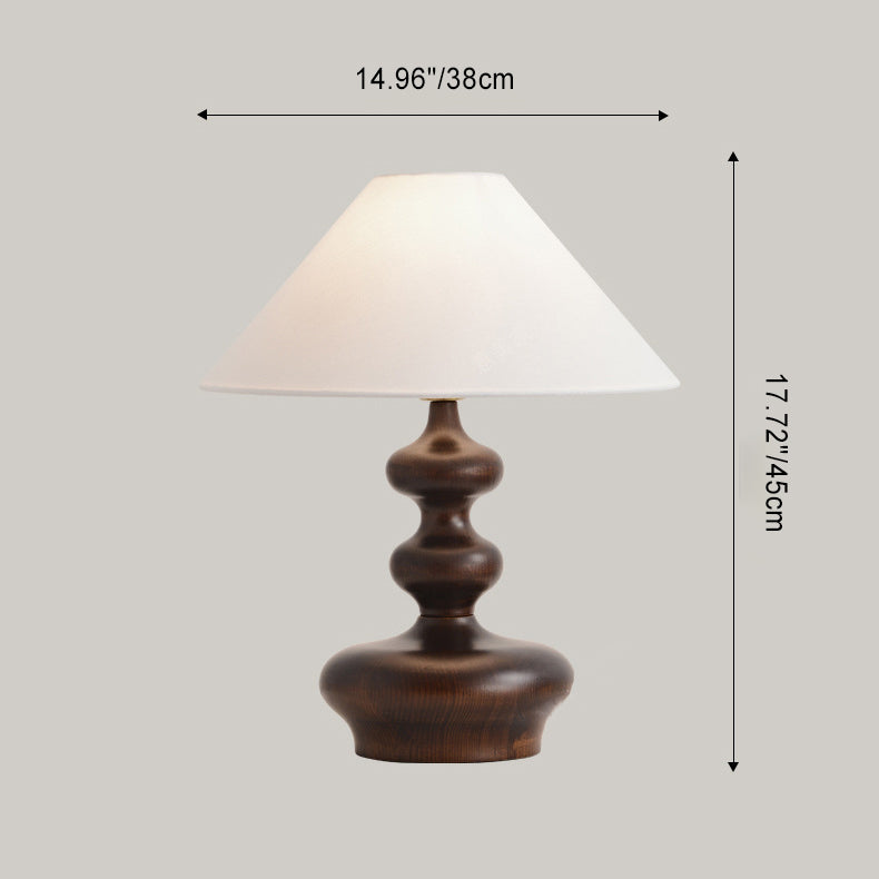 Contemporary Retro Wood Fabric 1-Light Table Lamp For Bedroom