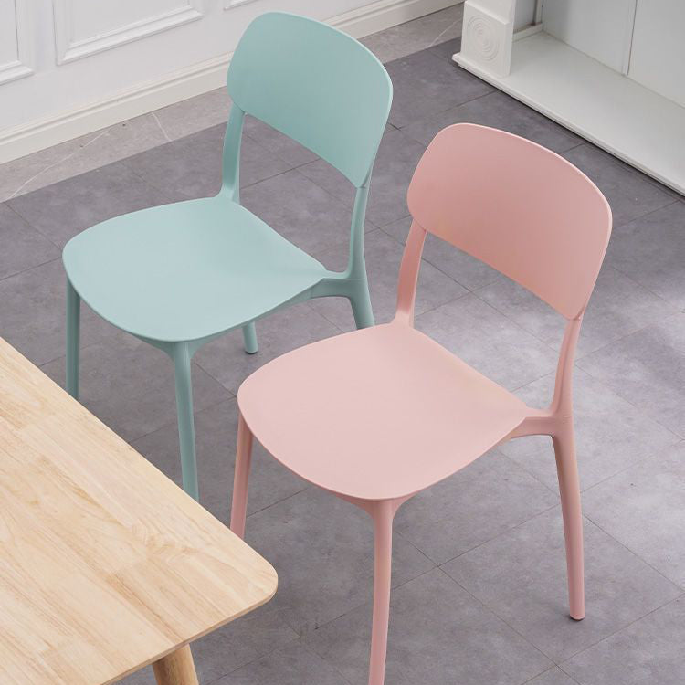 Contemporary Nordic Macaron Plastic Square Stackable Dining Chair Open Back For Dining Room