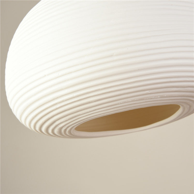 Contemporary Nordic Irregular Cylinder Stripe Ceramic Copper 1-Light Pendant Light For Living Room