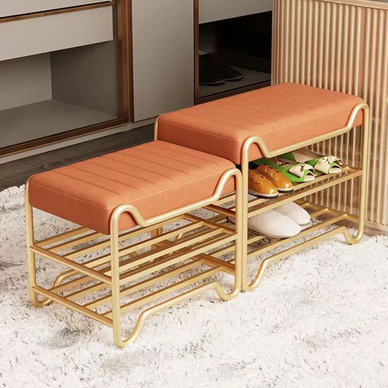 Modern Luxury Upholstered Rectangular Technology Cloth Sponge Portable Footstool Backless Armless For Entryways