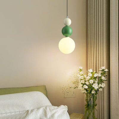 Contemporary Creative Orb Hardware Glass 1-Light Pendant Light For Bedroom