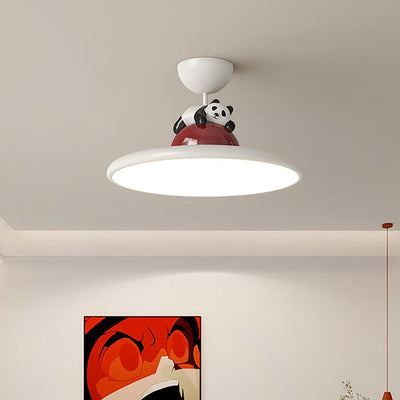 Contemporary Creative Cartoon Panda Elephant Iron Acrylic LED Semi-Flush Mount Ceiling Light For Bedroom