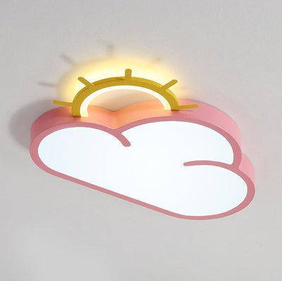 Contemporary Creative Cartoon Cloud Sun Acrylic Shade LED Kids Flush Mount Ceiling Light For Bedroom