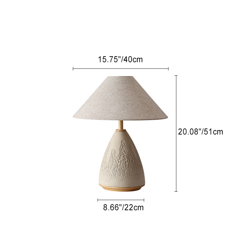 Traditional Japanese Dome Clay Fabric 1-Light Table Lamp For Living Room