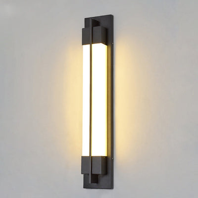 Traditional Chinese Imitation Marble Rectangle Acrylic Shade LED Waterproof Wall Sconce Lamp For Outdoor Patio