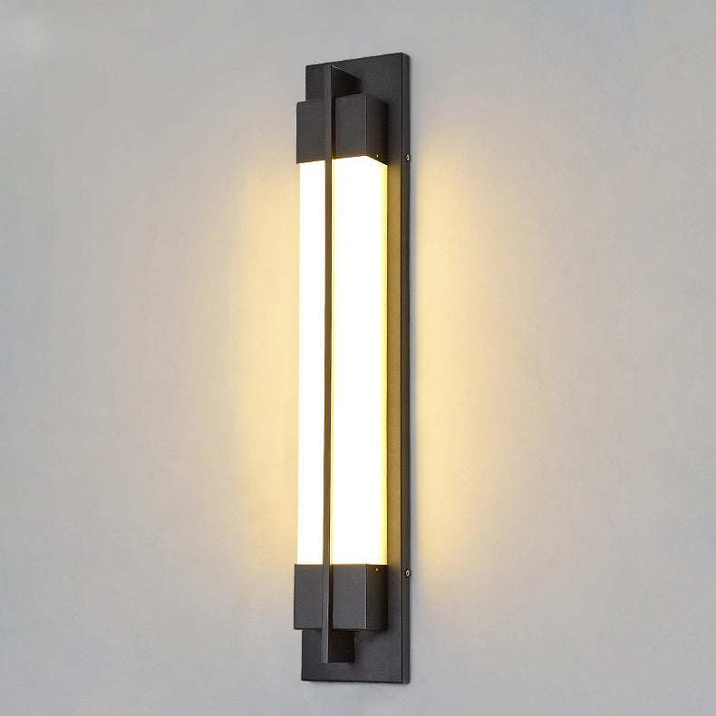 Traditional Chinese Imitation Marble Rectangle Acrylic Shade LED Waterproof Wall Sconce Lamp For Outdoor Patio