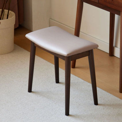 Modern Minimalist Rectangular Soft Leather Wood Vanity Stool For Bedroom