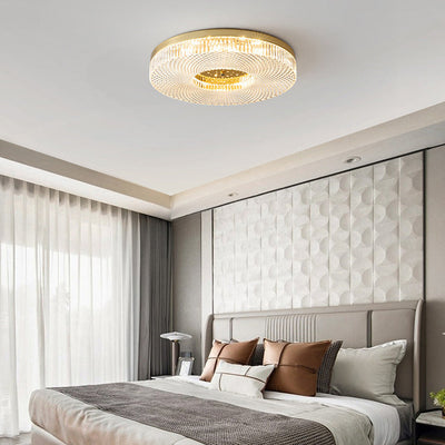 Modern Minimalist Round Copper Acrylic LED Flush Mount Ceiling Light For Bedroom