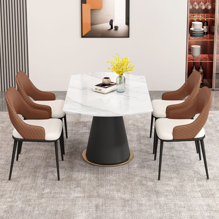 Modern Minimalist Square Stainless Steel Leather Foam Dining Chair Four Legs Backrest For Dining Room