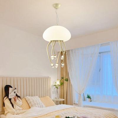 Contemporary Nordic Jellyfish Iron Acrylic LED Chandeliers For Bedroom