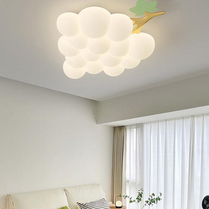 Contemporary Creative Kids Grape Iron Plastic LED Flush Mount Ceiling Light For Bedroom