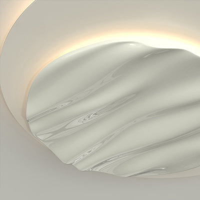 Modern Minimalist Aluminum Polycarbonate Round Ripple LED Flush Mount Ceiling Light For Bedroom