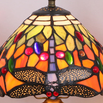 Traditional Tiffany Mushroom Resin Glass 1-Light Table Lamp For Bedroom