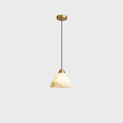 Modern Luxury Full Copper Geometric Marble Shade 1-Light Pendant Light For Living Room