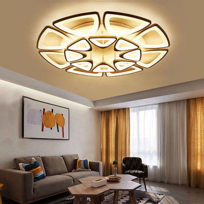 Contemporary Creative Combination Triangle Hardware Acrylic LED Flush Mount Ceiling Light For Living Room