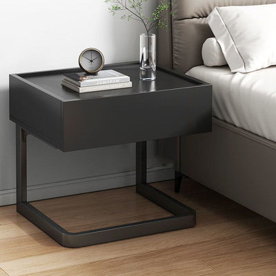 Modern Minimalist Rectangular Manufactured Board Tube Nightstand 1-Drawer For Bedside