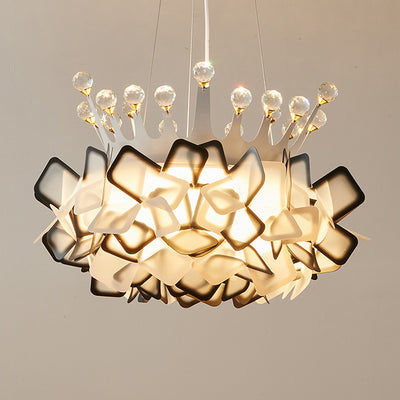 Contemporary Creative Hardware Crown Decor PVC Petal Shade LED Pendant Light For Living Room