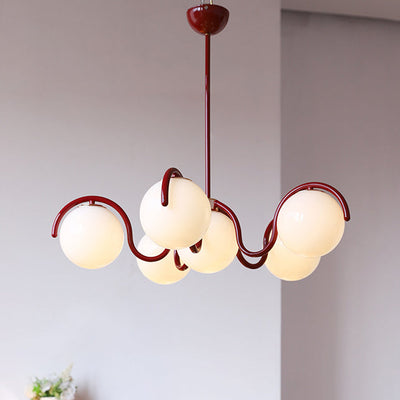 Modern Minimalist Round Ball Iron Glass 6-Light Chandelier For Living Room