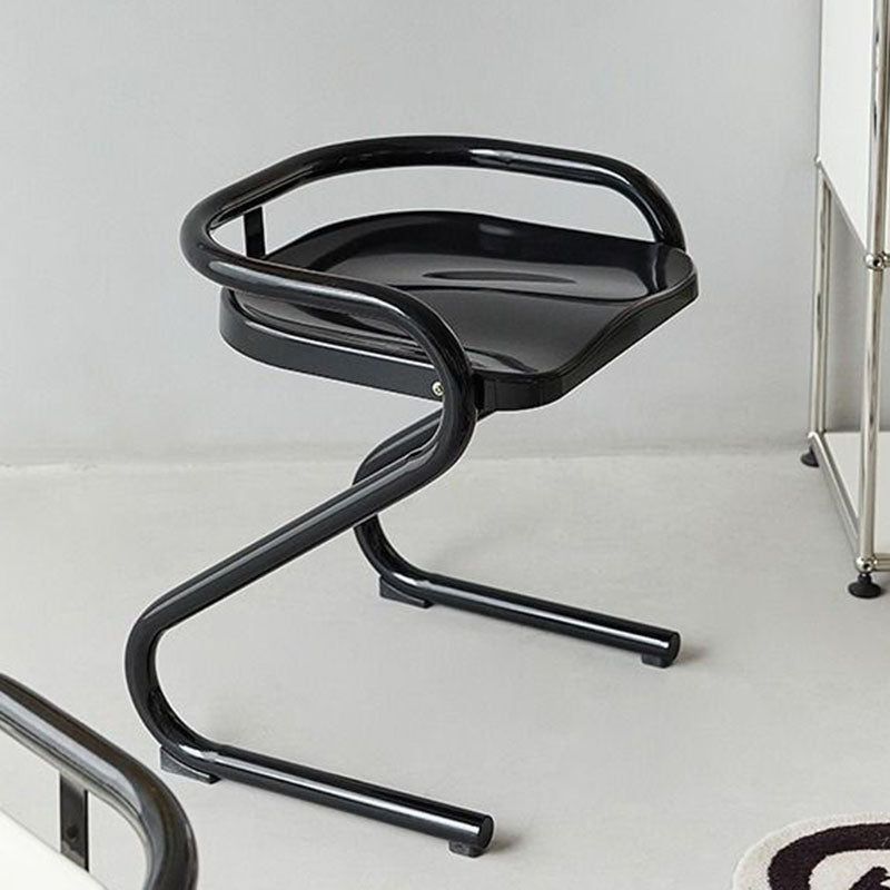 Modern Mid-Century Curved Frame ABS Plastic Metal Dining Chair Backrest Armrest For Dining Room