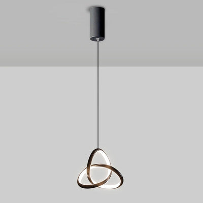 Contemporary Nordic Aluminum Iron Silica Geometric Intertwined Ring LED Pendant Light For Bedside