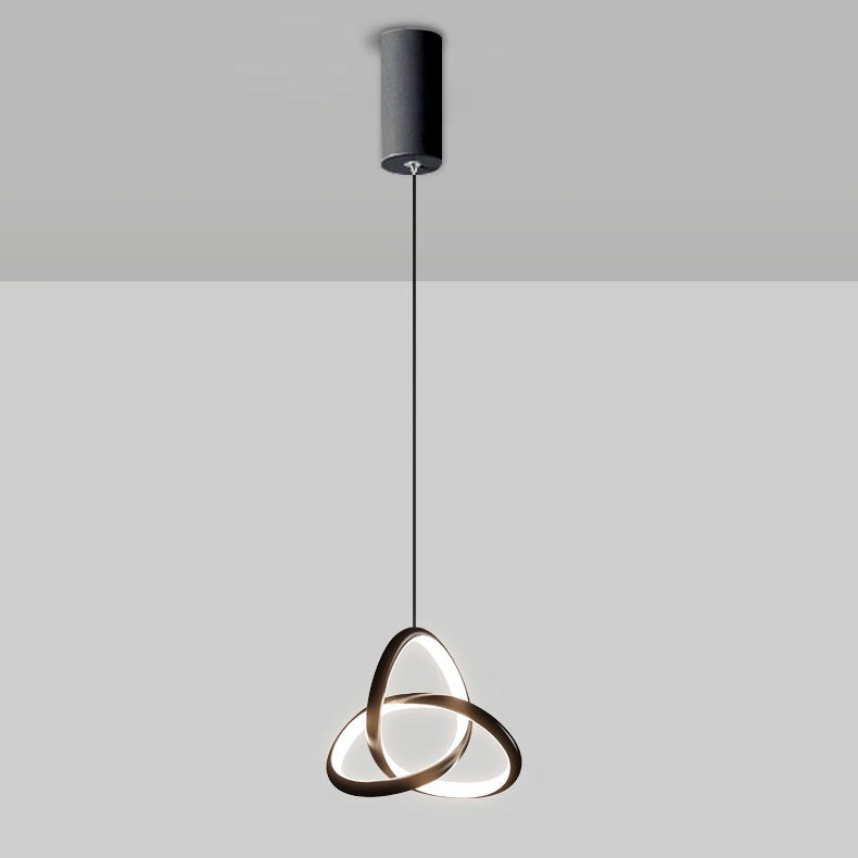 Contemporary Nordic Aluminum Iron Silica Geometric Intertwined Ring LED Pendant Light For Bedside