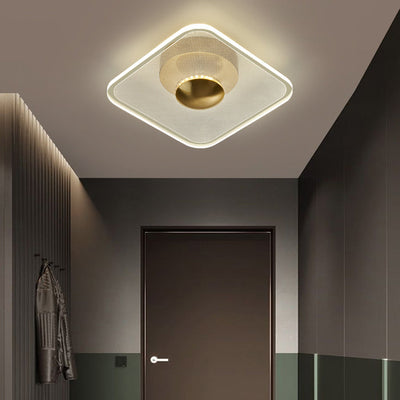 Modern Minimalist Round Flower Square Acrylic Metal LED Semi-Flush Mount Ceiling Light For Bedroom