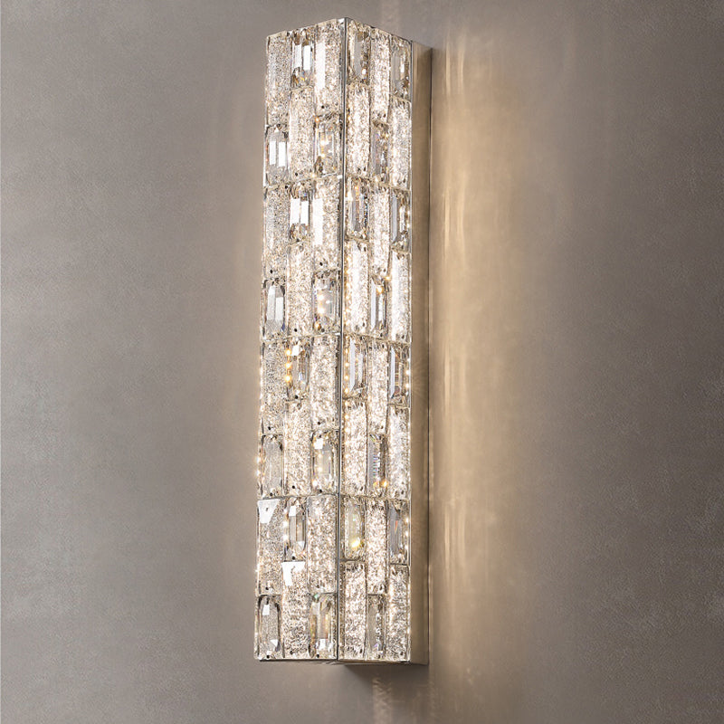 Modern Luxury Rectangle Stainless Steel Crystal LED Wall Sconce Lamp For Bedroom