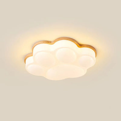 Modern Minimalist Cat's Paw Iron Solid Wood LED Flush Mount Ceiling Light For Bedroom